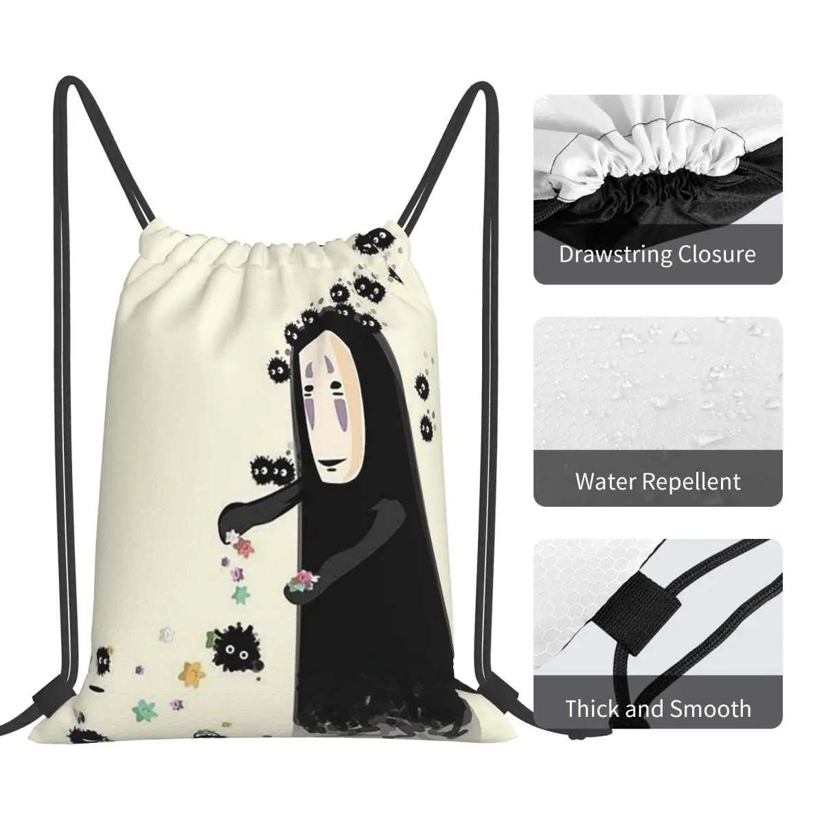 Soot Studio Ghibli バックパック カジュアル巾着バンドル ポケット スポーツバッグ ブックバッグ 旅行 学校用