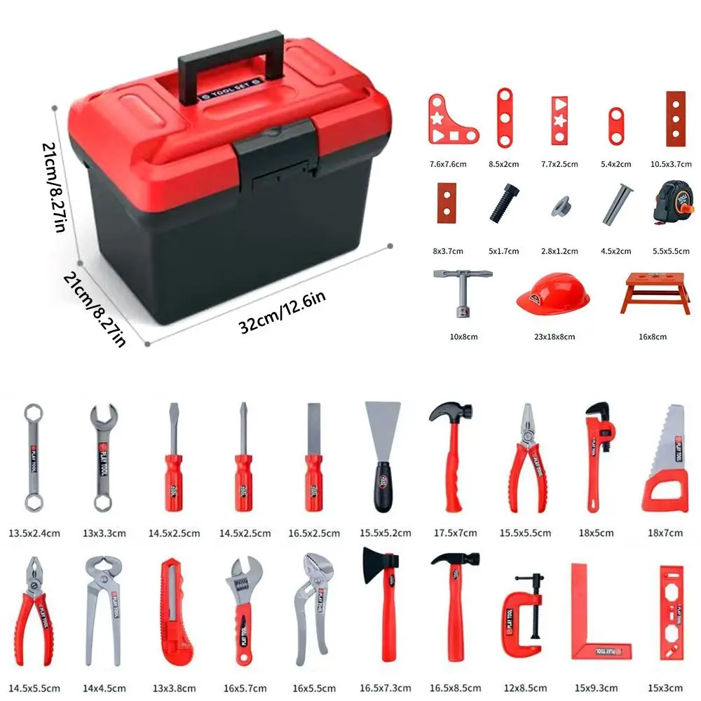 38/39/41/42/55PCS Rot Toolbox Set Pretend Spielen Cosplay Frühe Bildung Reparatur werkzeuge Spielzeug Eltern-Unisex Interaktive Kunststoff