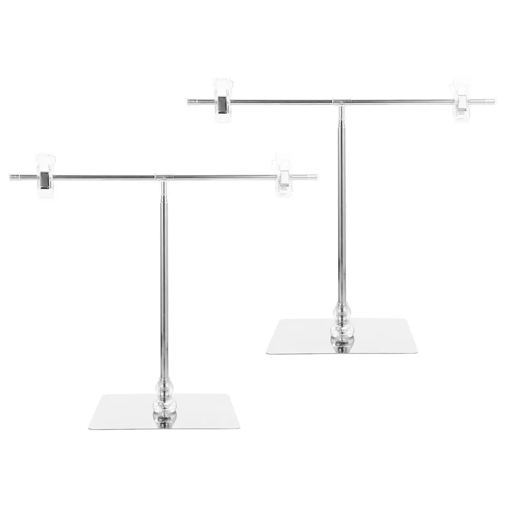 

2 Pcs Poster Stand Banner Advertising Display Bracket Stainless Steel Desktop Sign Holder