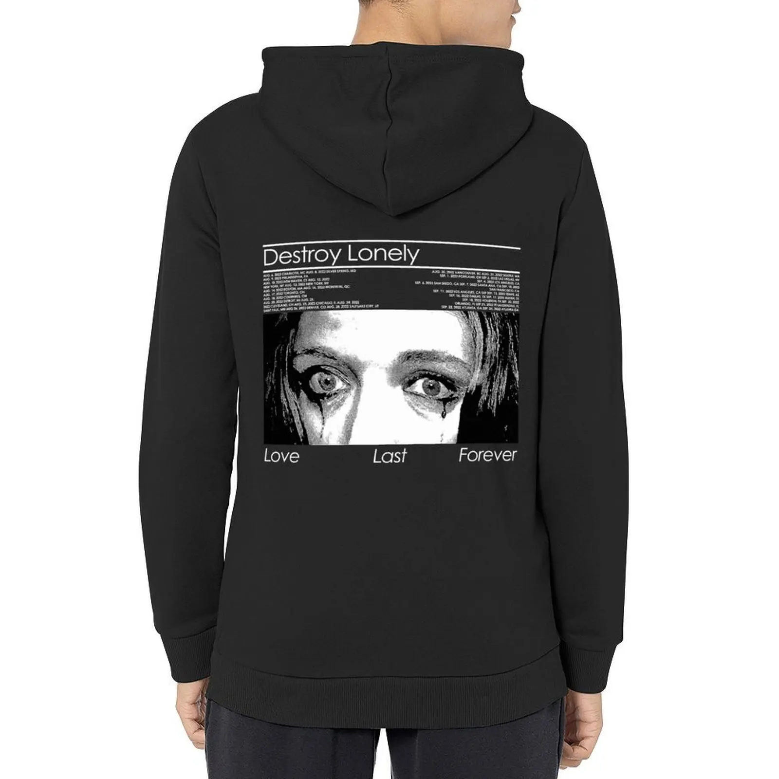 

Vintage Destroy Lonely Love Last Forever Graphic Music Art BLK Hoodie men's autumn clothes graphic hoodie