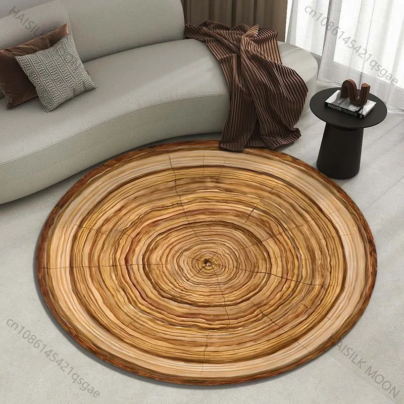 Cross-section of a Tree Trunk Printed round carpet living room sofa table carpet large pet mat soft round carpet home decor