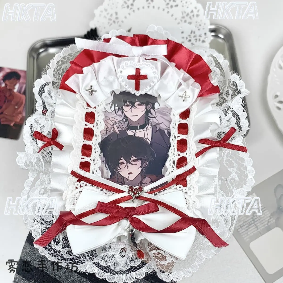 

Японский милый двухмерный кружевной чехол для карт с бантом и складками, оригинальный, ручной работы, с милым мультяшным дизайном, аксессуары для самостоятельного творчества, для женщин