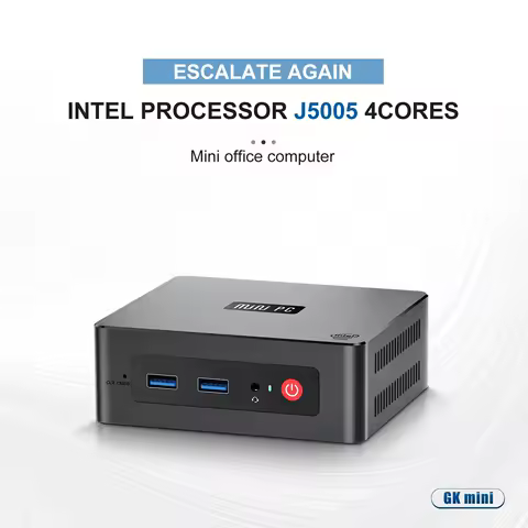 GK Mini Intel J5005 Mini PC DDR4 M.2 SATA3.0 HDD WiFi BT5.0 USB3.0 HDMI*2 RJ45 1000M LAN Desktop Office Computer