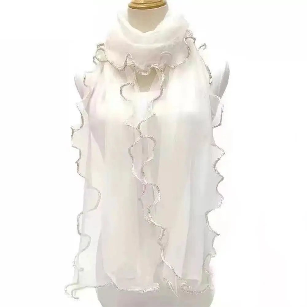 

5 Colors Summer Sunscreen Headscarf Neck Wrap Elegant Lace Decorative Bandana Women Scarves Breathable Long Scarf Silk Shawl