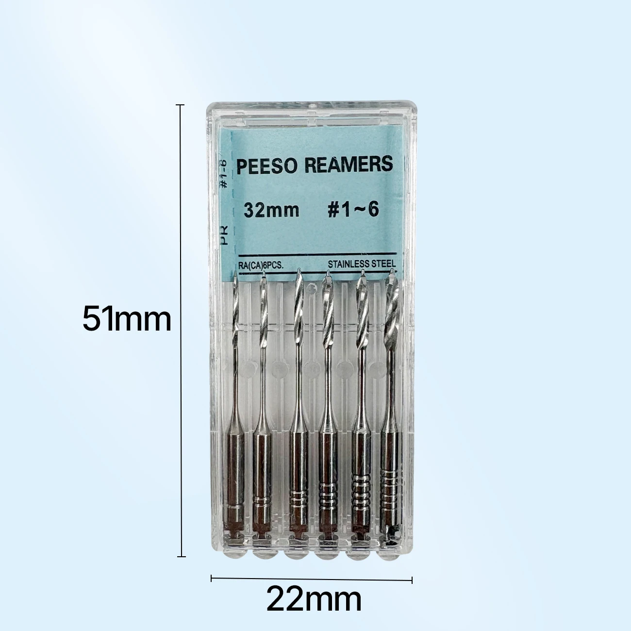 6Pcs/Box 32mm Dental Engine Use Endodontic Peeso Reamers Glidden Rotary #1-6 Stainless Steel Endo Files Dentistry Lab Consumable