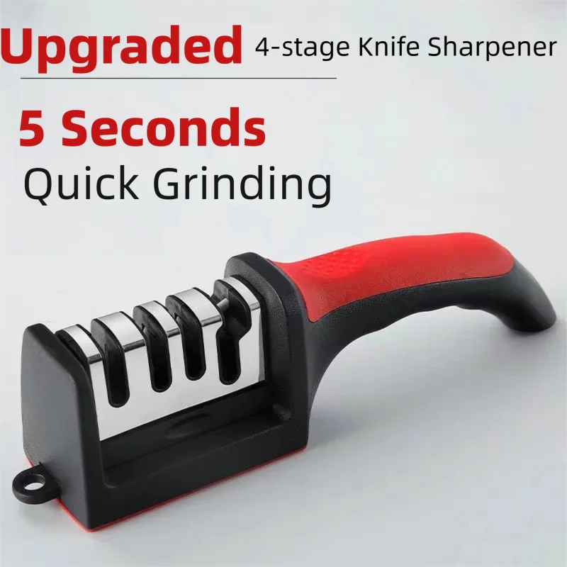 Kitchen 3/4Segment Knife Sharpener Household Multi-Functional Hand-Held Three-Purpose Black Sharpening Stone