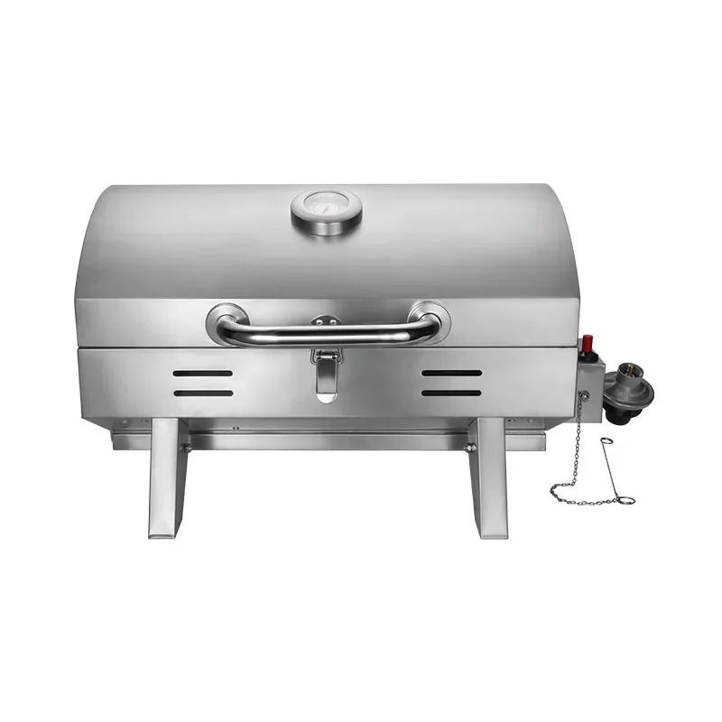 

LPG BBQ Grill with Stainless Steel Lid - Fast Heating Gas Stove with Grill Net, Commercial-grade Barbecue Equipment