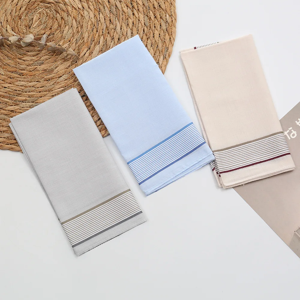 3pc Men's Cotton Handkerchief Set, Light-Colored