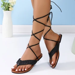 Women Sandals Summer Shoes for Women Flip Flops Flats Ladies Casual Sandals Cross Tied Woman Roman Sandals Sandalias De Mujer