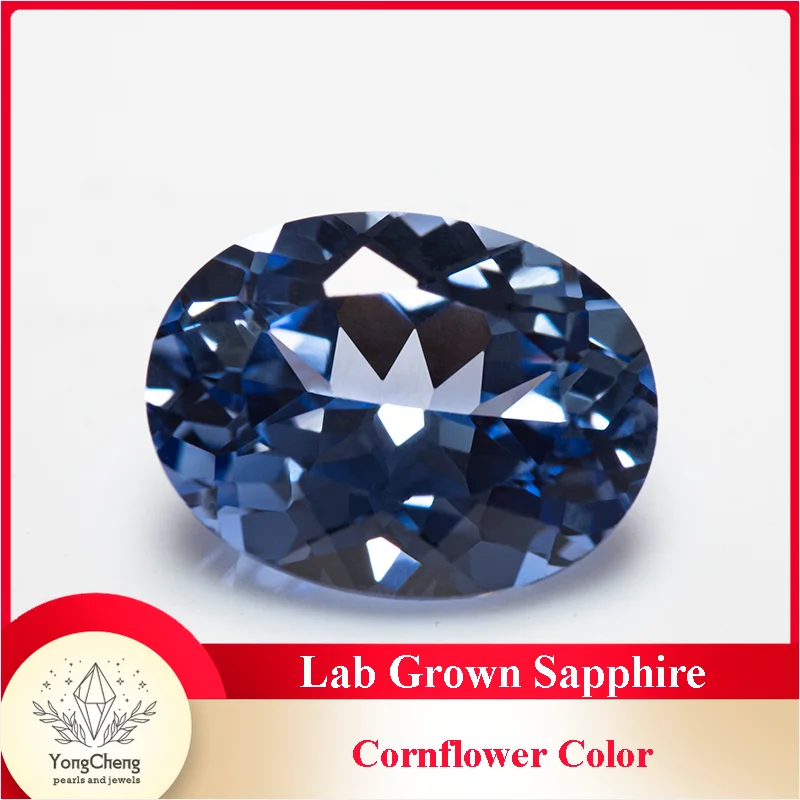 

Lab Grown Sapphire Cornflower Color Oval Cut Top Quality Pendant Gemstones for Charms Jewelry Making Selectable AGL Certificate