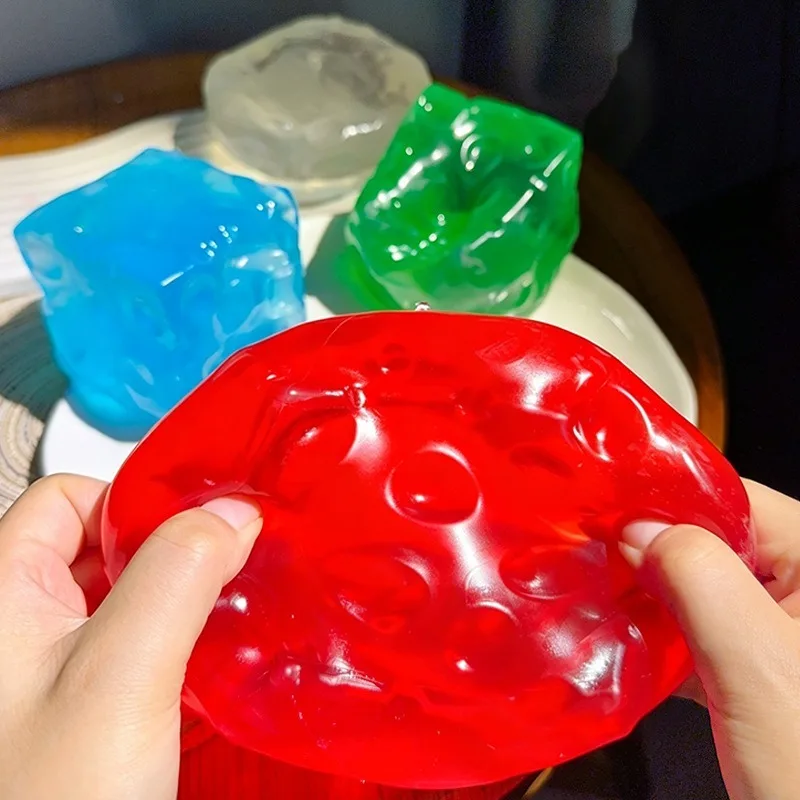 Clear Slow Rising Jelly Cheese Cube Squishy Toy Transparent Fidget Squeeze Kawaii Hand Moulding Vent Toy for Adults Gift