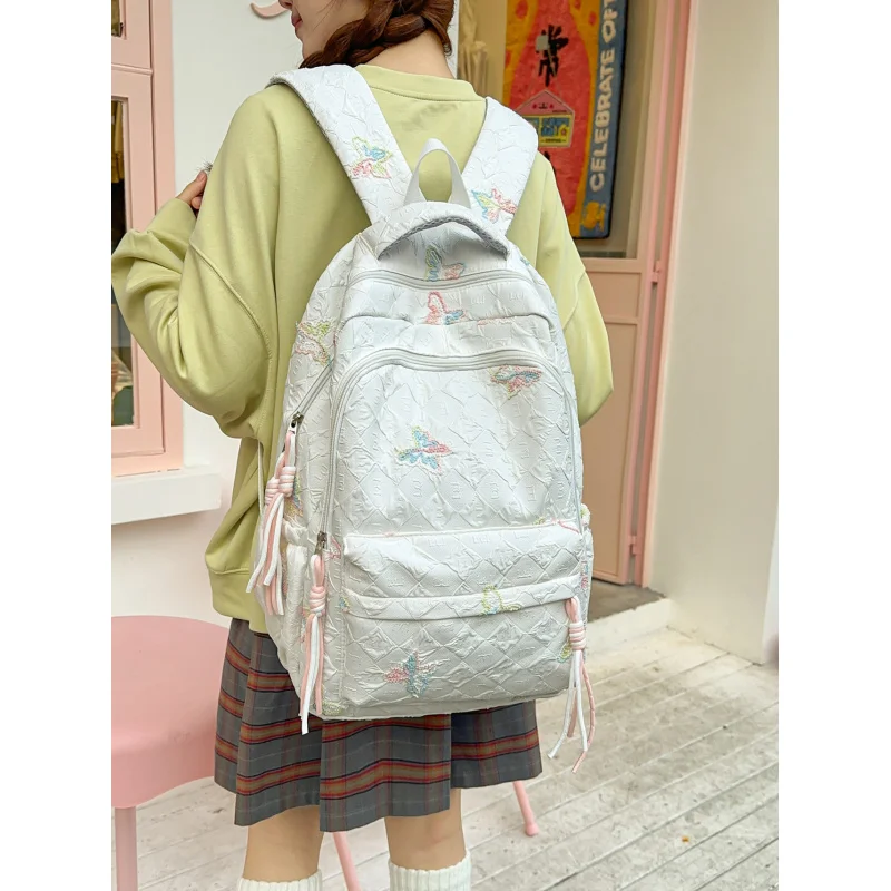 

New school backpack for junior high school girls, high aesthetic value, fresh and sweet candy color, suitable for young girls an
