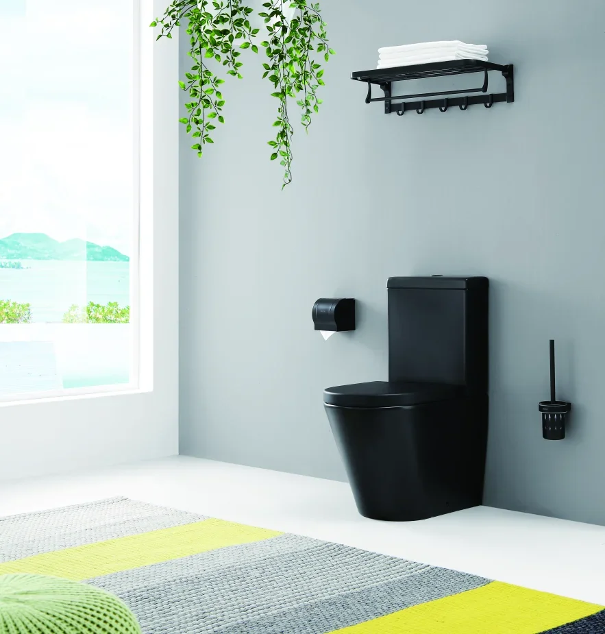 YYHC-Newly designed Modern style Gravity flush matte black dual flush toilet Siphon integrated toilet seat