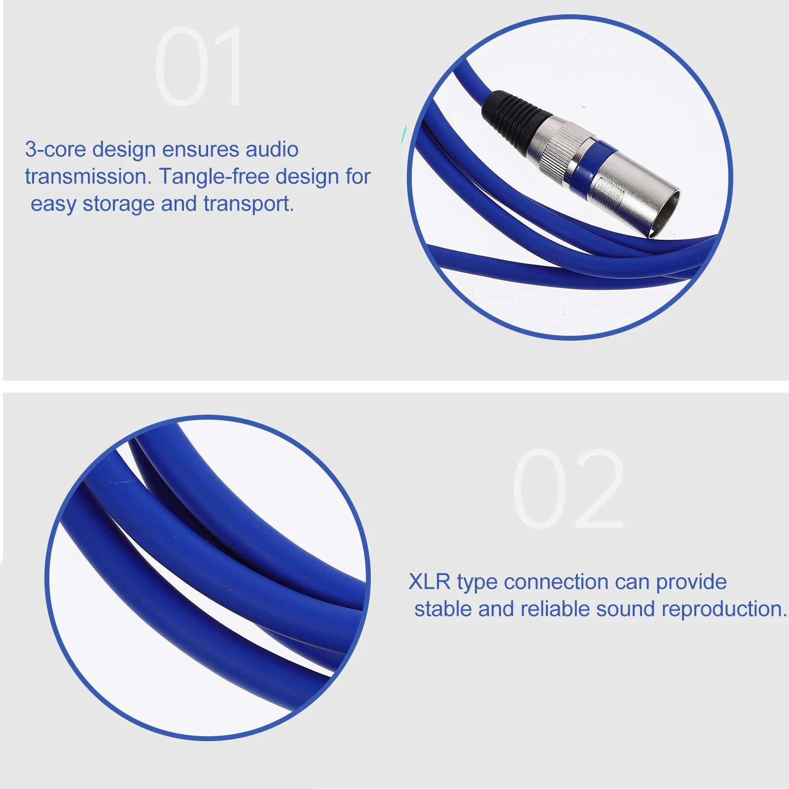 

3Pcs 2m Xlr Cable 3 Core Design Male to Female Microphone Accessory Xlr Cable 3 Pin Mic Cables Microphone Supply