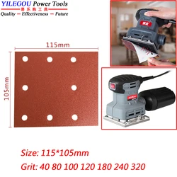 20 Pieces 115 x 105mm Square Sanding Paper. 115mm 8 Hole Flocking Sandpaper For Polisher Wood, Light Metal. P80--320. Mix Pack.
