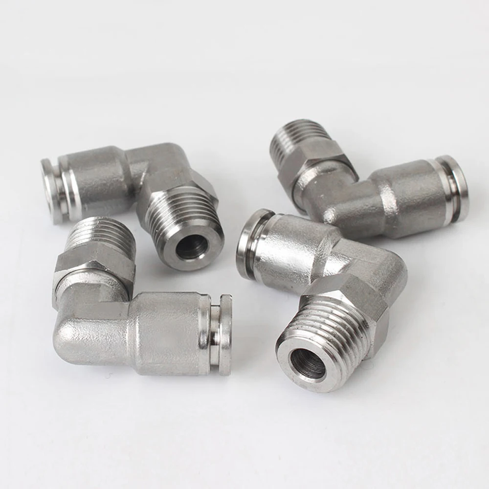 Khí Nén PL M5 1/8 "1/4" 3/8 "1/2" NPT Nam Sợi Thép Không Gỉ 304 Đẩy Nhanh Chóng cổng Kết Nối Không Lắp Ống Nước Máy Lạnh