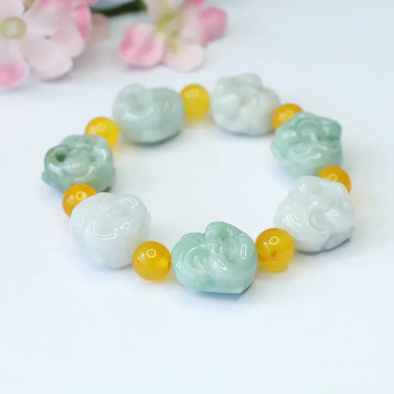 

Натуральный Мьянманский нефритовый браслет с головой Будды Браслет Майтрейи Будды