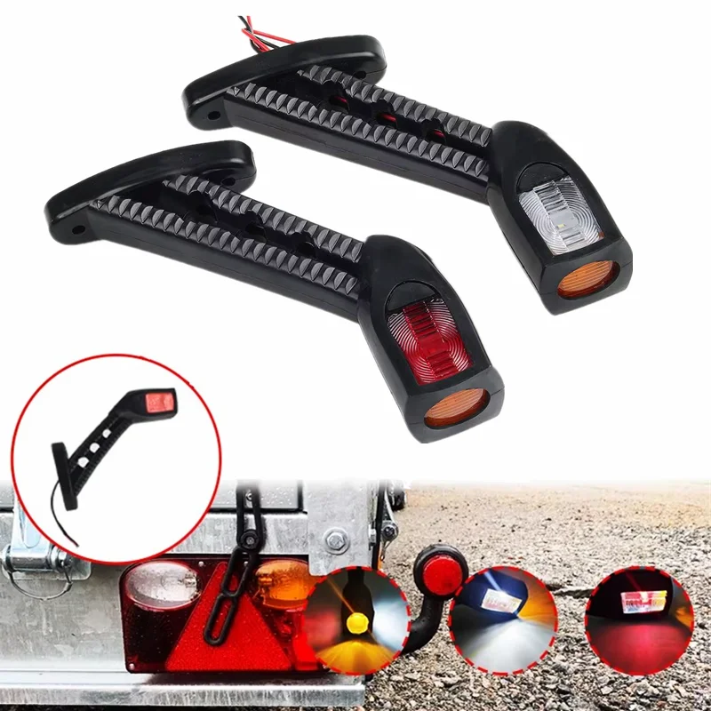 

1Pair 12-24V LED Side Marker Stalk Light White Amber Red Outline Truck Trailer Side Lights Lighting Van Lorry Indicator Lamp