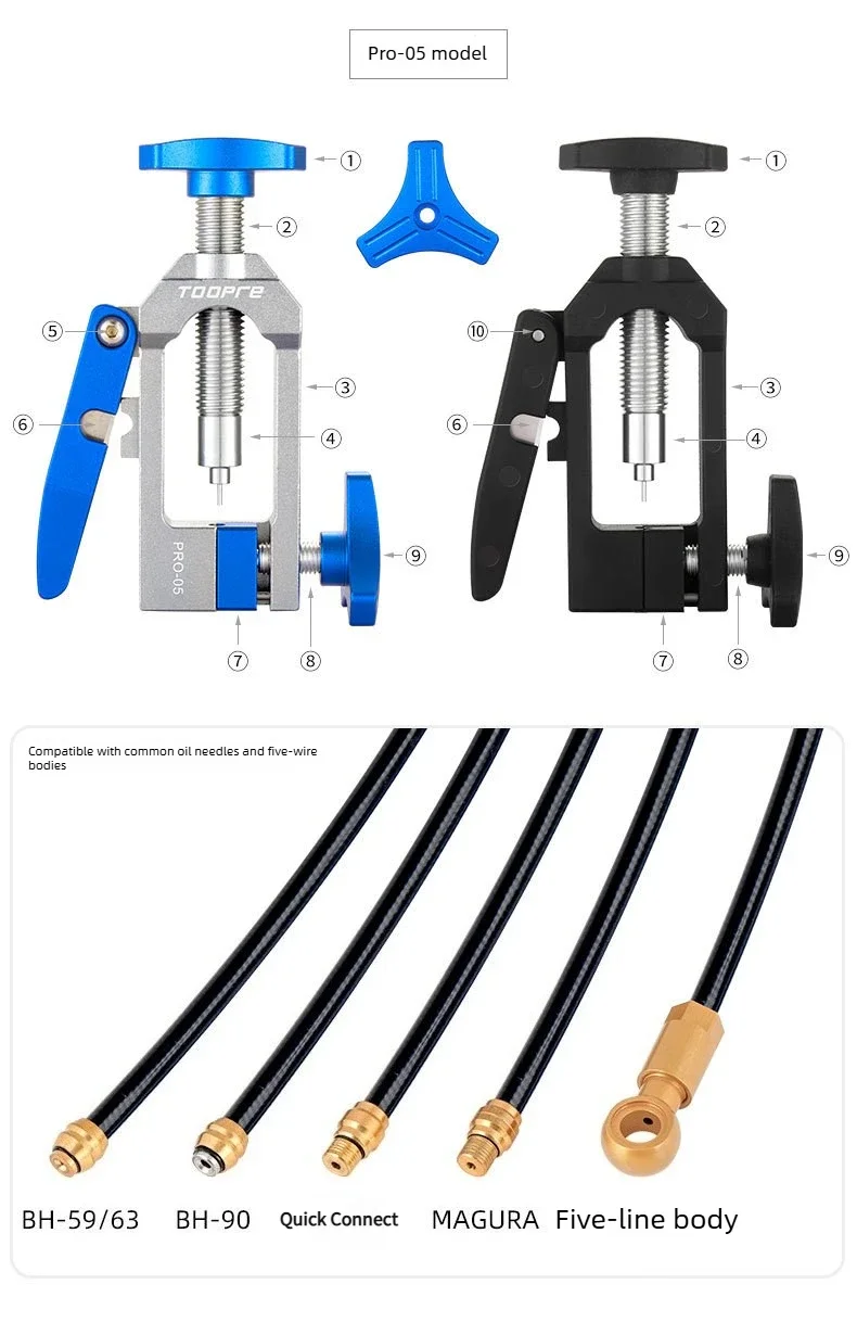 Neues TOOPRE Mountainbike-Ölnadel-Installationswerkzeug, T-förmiger Fünfleisten-Körper-Kompressionsring-Einführwerkzeug, Ölschlauchschneider – Detail 4