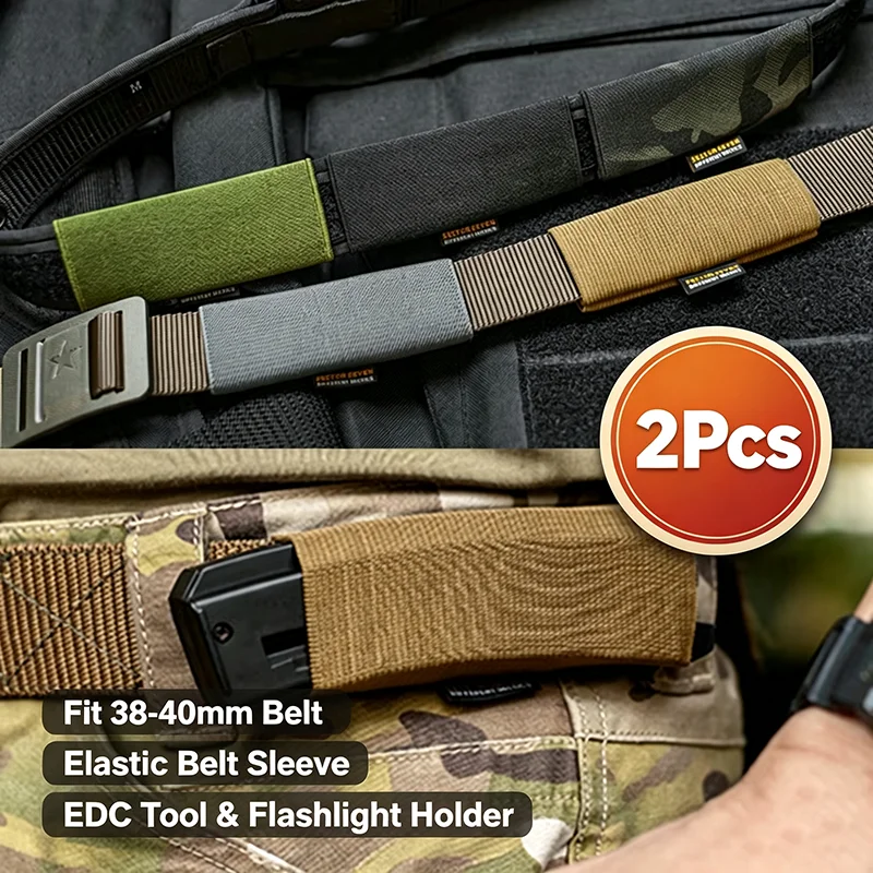 Elastic Belt Sleeve EDC Belt Organizer, Fit 38-40mm Belt, Concealed Tool & Flashlight Holder, Tactical Hunting Accessories