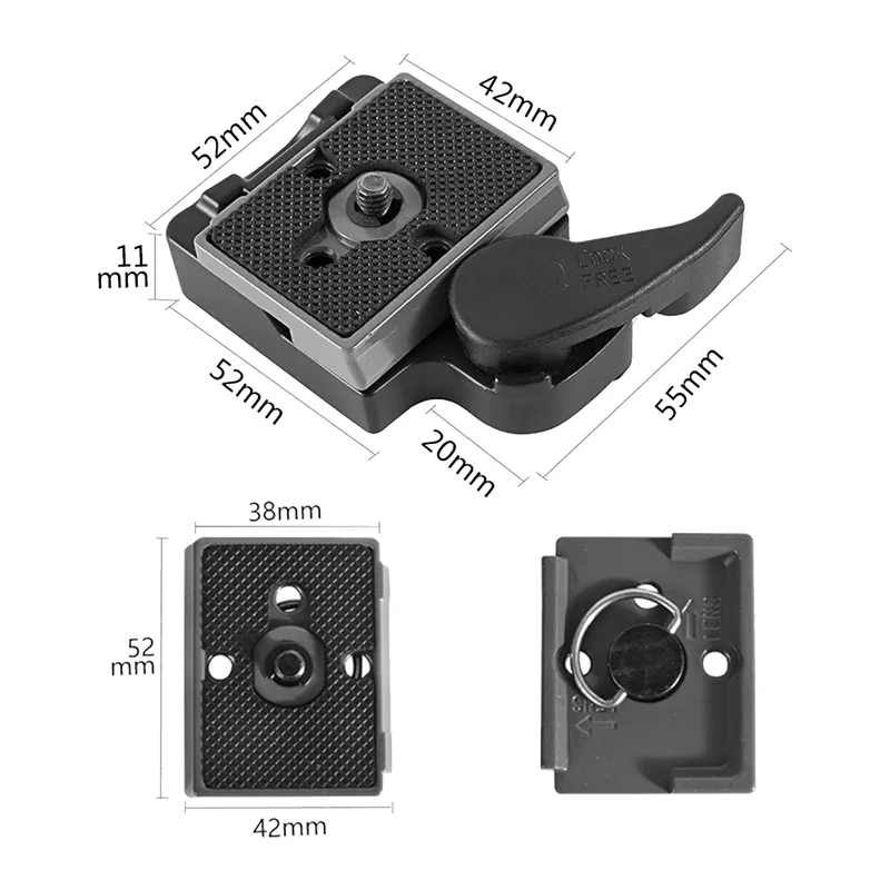 لوحة التغيير السريع للكاميرا مع برغي 1/4 بوصة لـ Manfrotto 200Pl-14 + مشبك لوحة سريع التغيير كاميرا كرة ثلاثية الرأس-PZZW