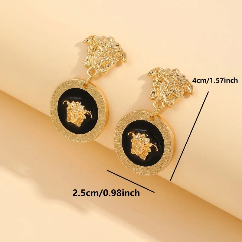 Gold Fashion Personalized Women\'s Middle Ages Earrings Hair Retro Earrings High Grade Black Exaggerated Earrings