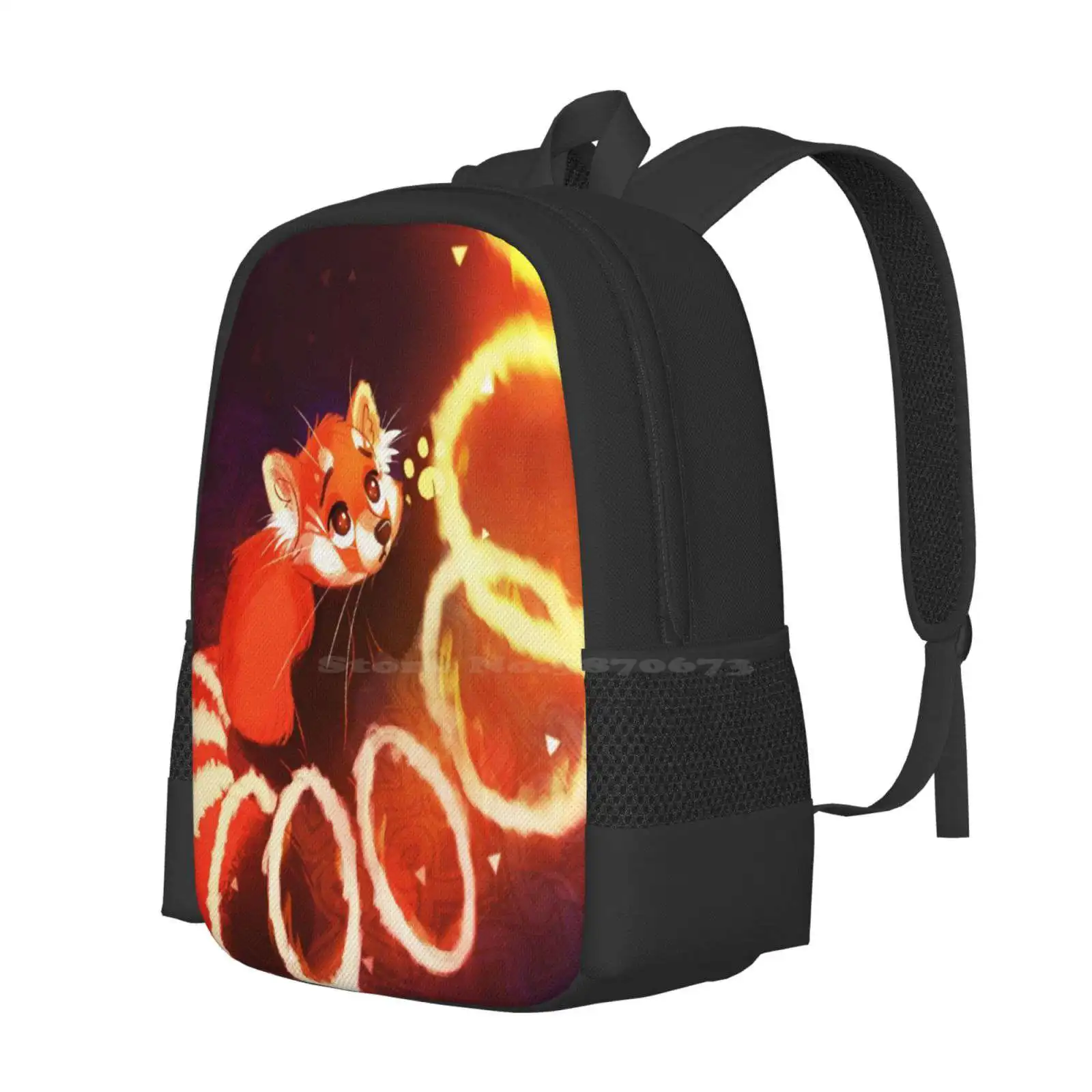 Red Panda New Arrivals Unisex Bags Student Bag Backpack Red Panda Bear Magic Rings Tail Fire Ring Emotional Burning Hope