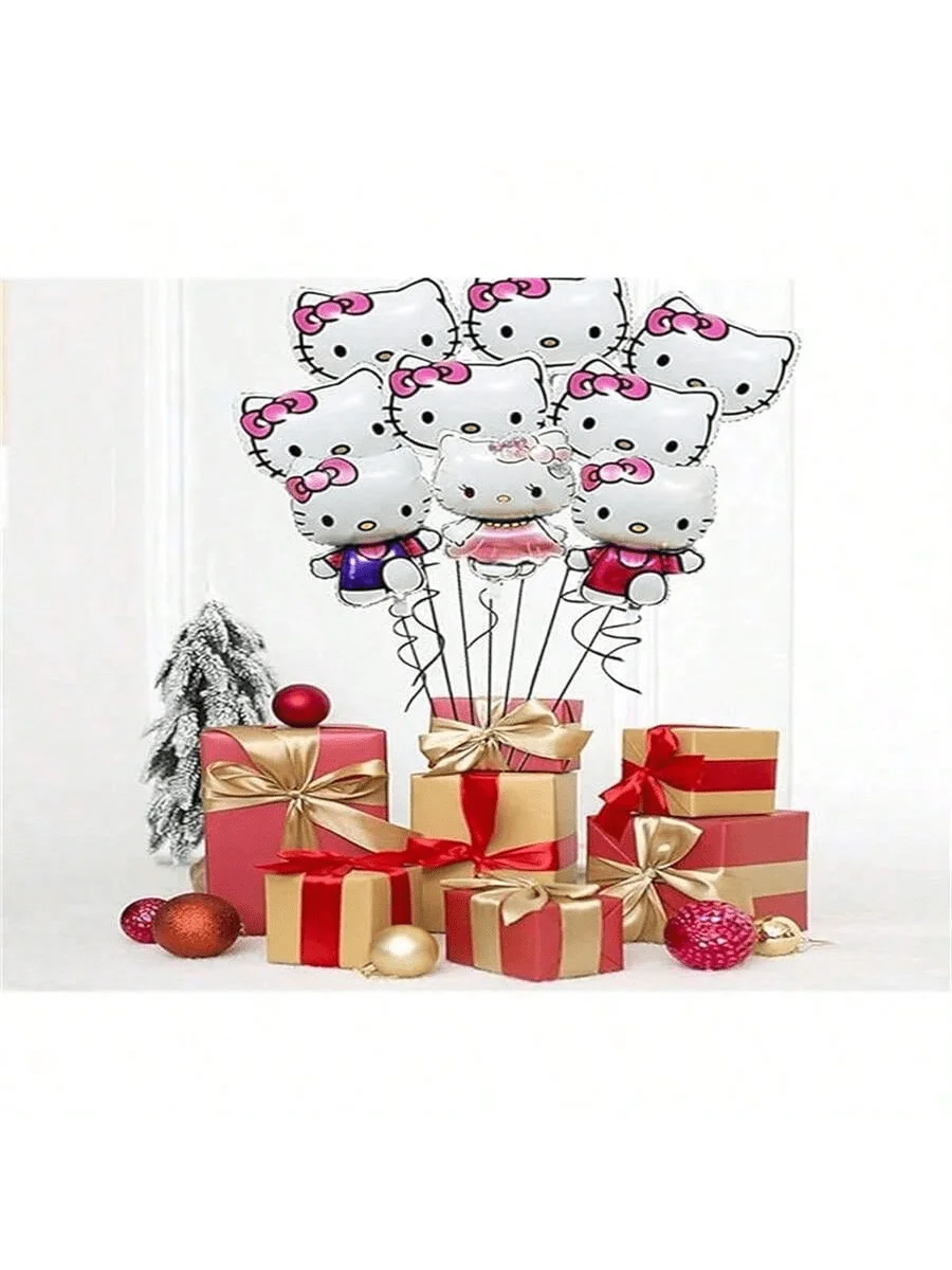 

Набор воздушных шаров Kawaii Sanrio Hello Kitty, мультяшный воздушный шар из алюминиевой фольги, детские принадлежности для дня рождения, декор комнаты, подарки для девочек и детей