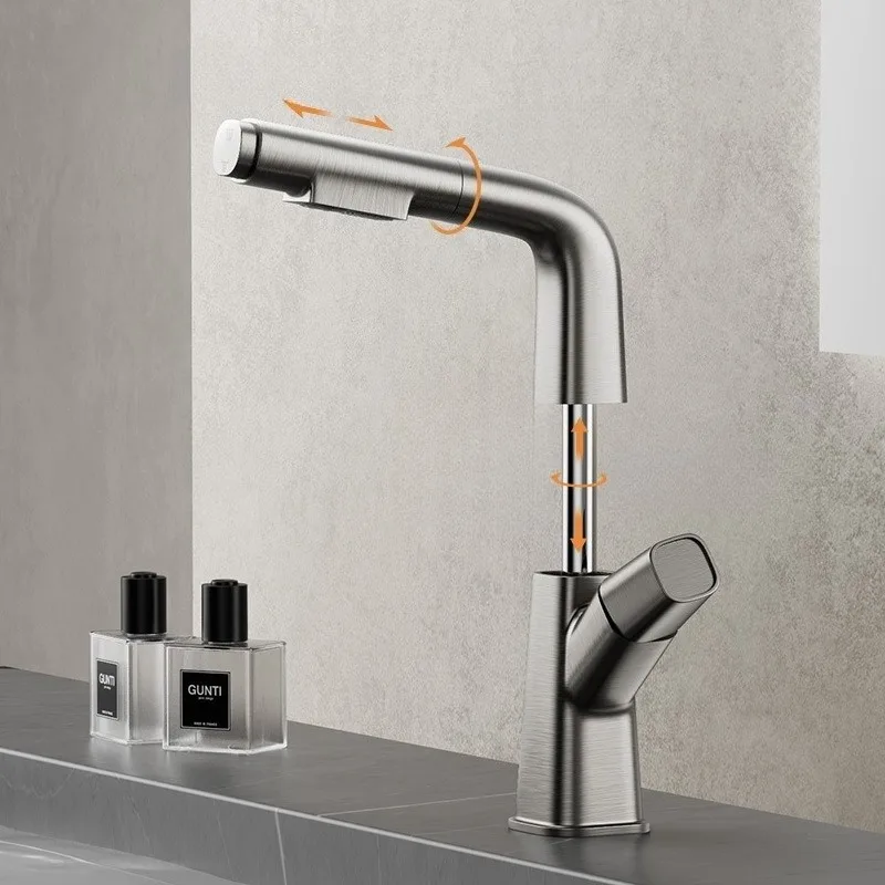 Home Use Pull-out Swivel Faucet with Lift Display for Cold and Hot Water Use in Wash Basin and Wash Basin
