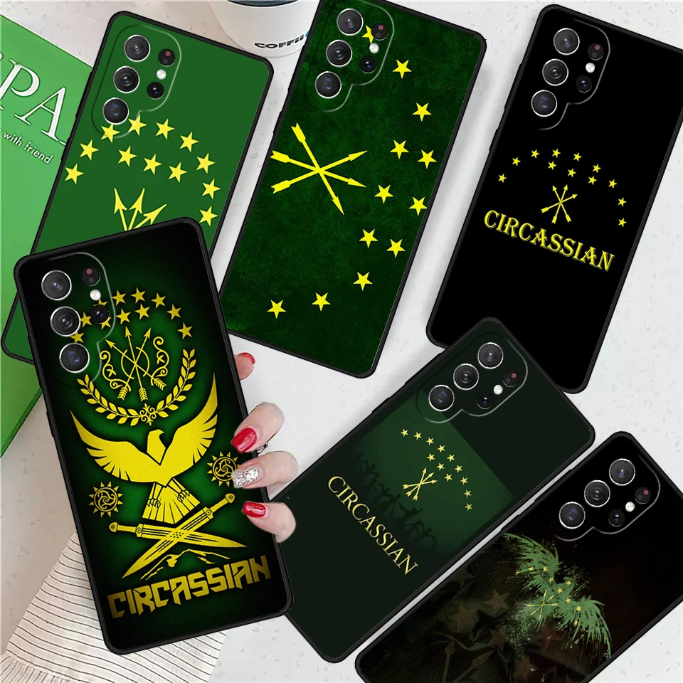 Circassian Flag For Samsung Galaxy S24 Ultra S21 S22 S8 S9 S10E Note 10 20 Plus FE S23 Phone case Cover Coque