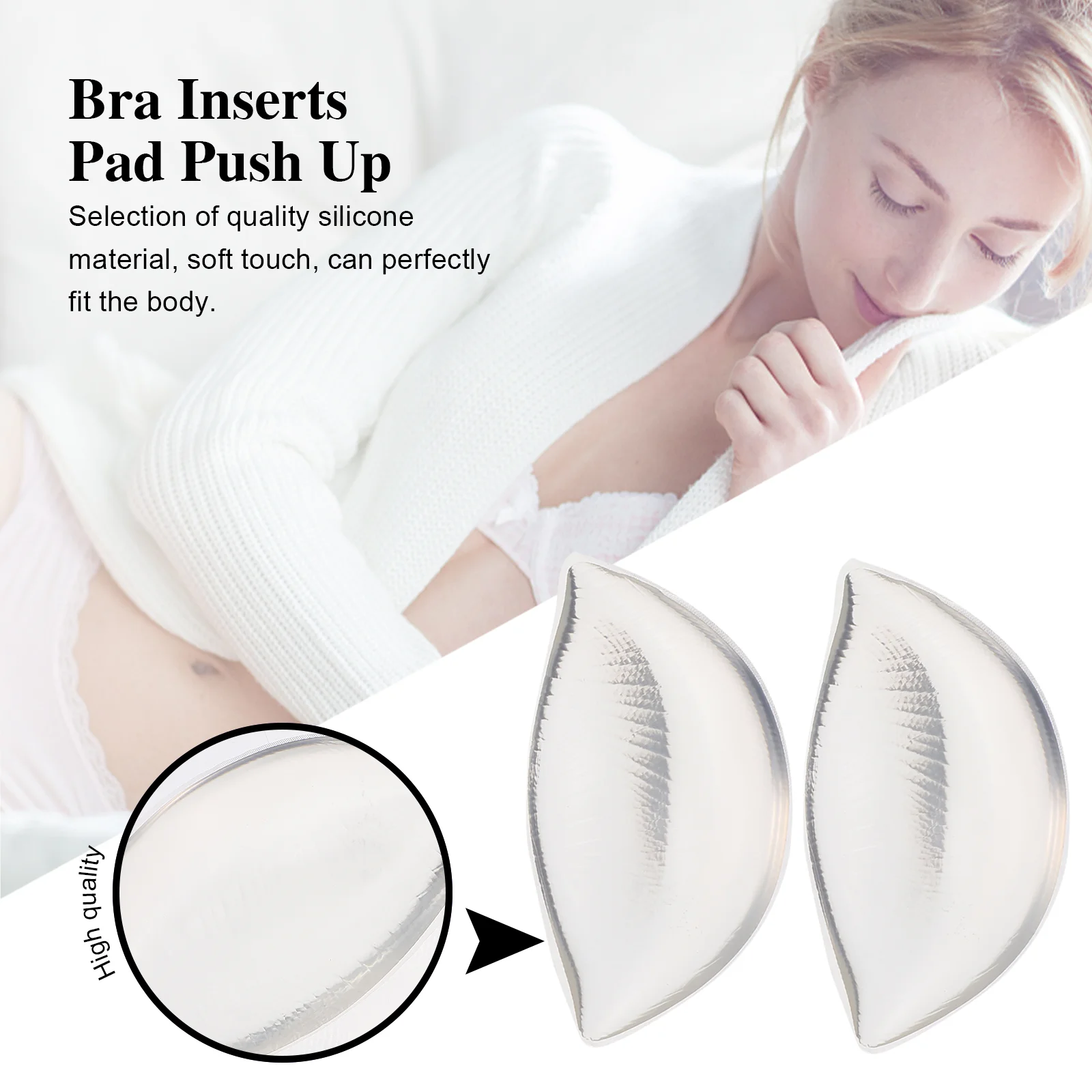 2 Pcs V-shaped Bra Inserts Bikinis Push Up Pad Nipple Liners Silica Gel Yoga Padding Padded