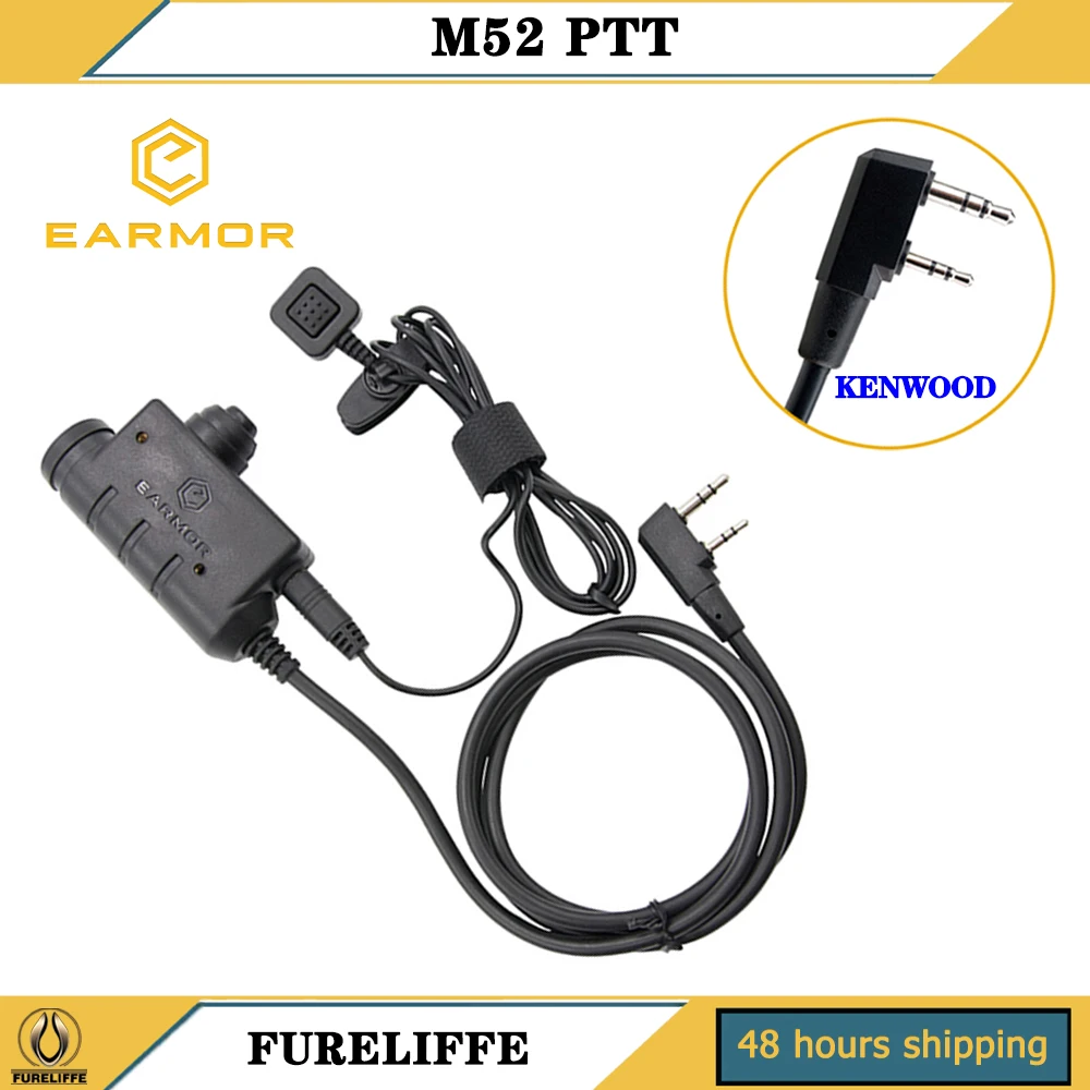 

EARMOR M52 Tactical PTT Adapter,Button Activated Push-To-Talk,Integrated Into M32/M32H Hearing Protector Communication Headsets