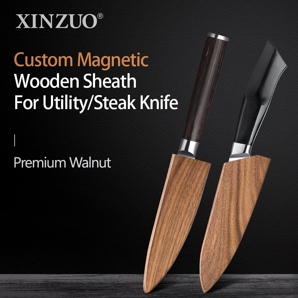 XINZUO Wooden Sheath High Quality Walnut Wood Knife Cover for XINZUO Utility/Steak knife