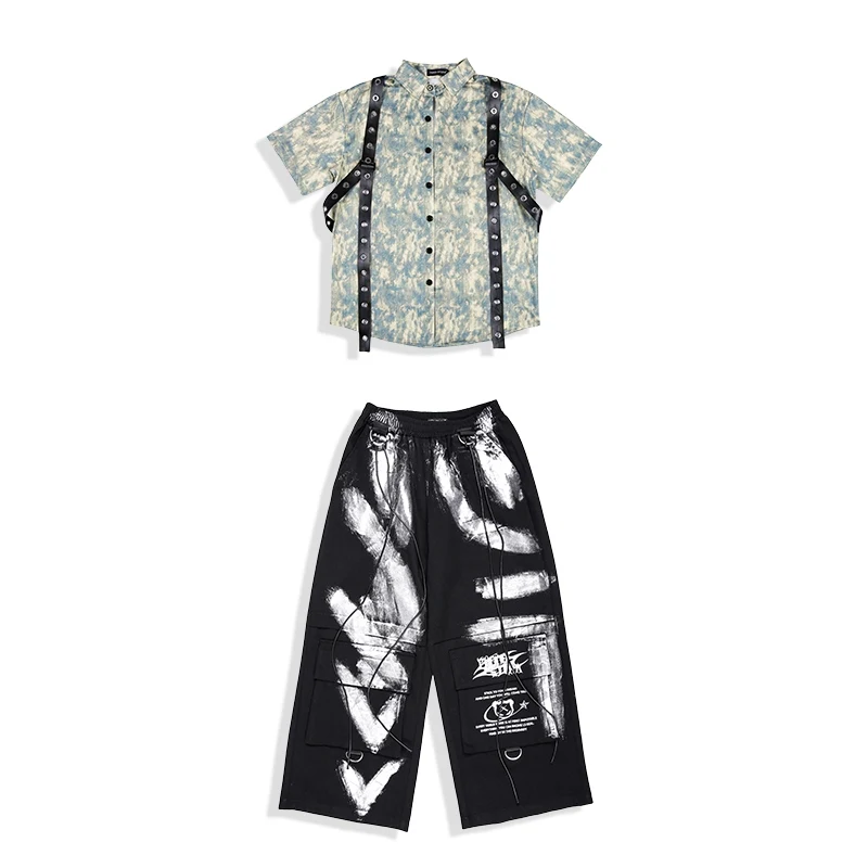 Kinder Hip Hop Dance Kostüm Jungen Street Dance Kleidung Kurzarm Hemd Hiphop Hosen Mädchen Konzert Laufsteg Show Outfits L15487