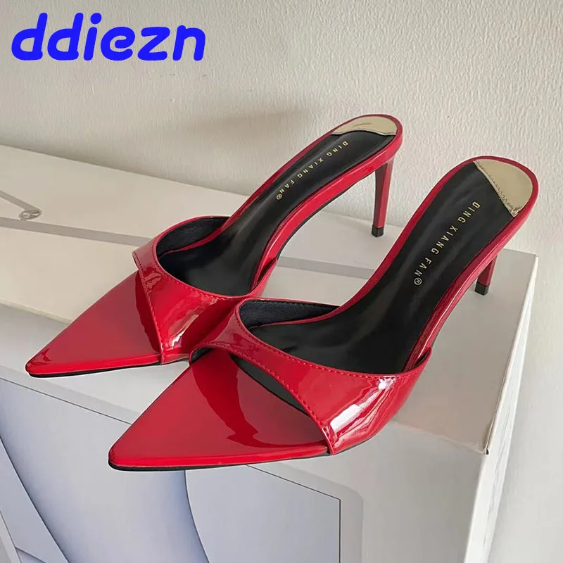 Weibliche Rote Schuhe Pumps Slides Heels Schuhe Für Frauen Neu Im Jahr 2025, Luxus Mode Spitz Damen Dünne High Heels Schuhe