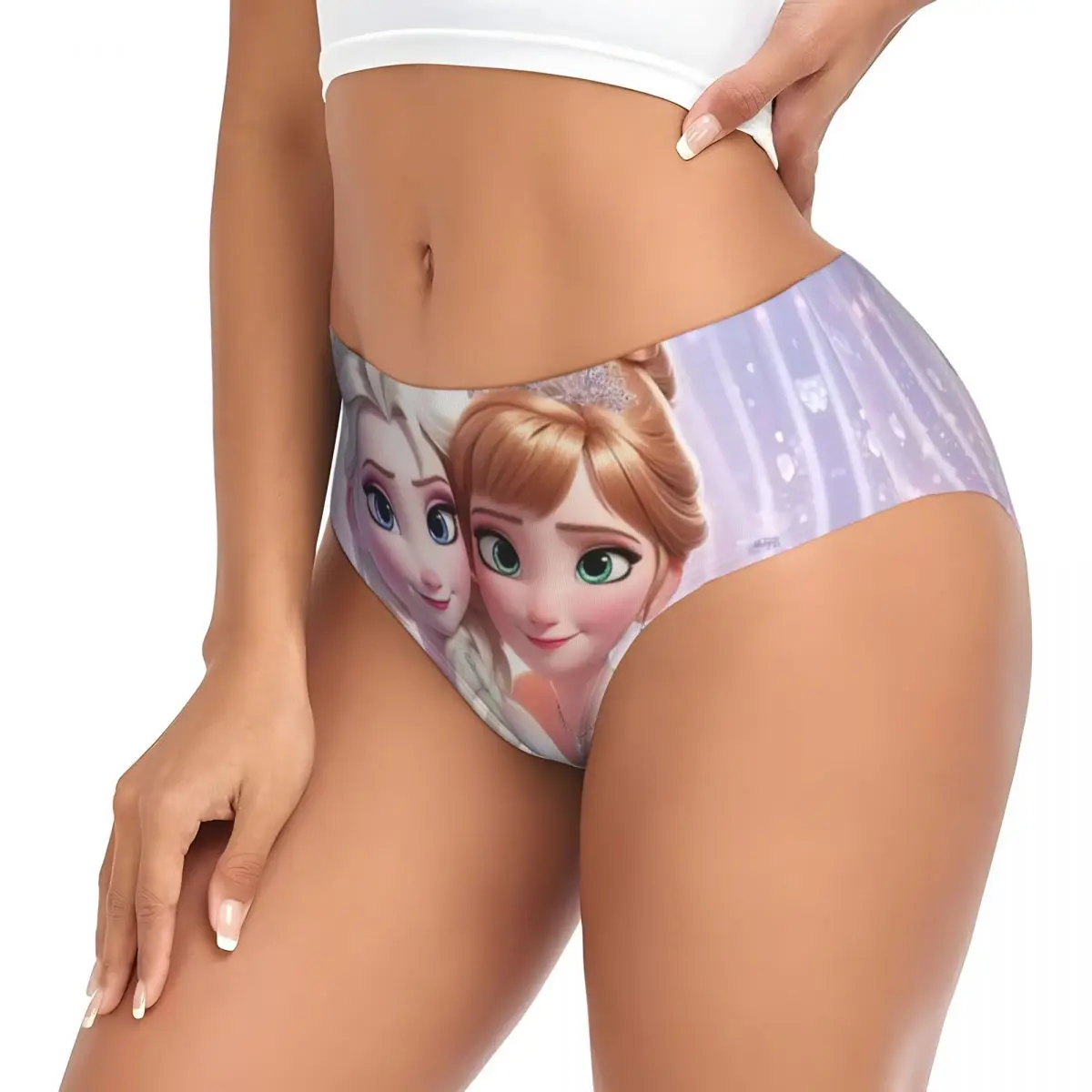 Custom Womens Frozen Plush Elsa Anna Princess Best Friend Brief Panties Female Stretch Underwear Underpants