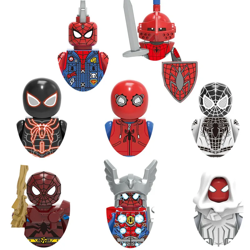 

X0281 XH1454 XH1456 XH1457 Super Hero Series Punk knight Spider-Man Bricks Cartoon Character building block Boy Birthday Present