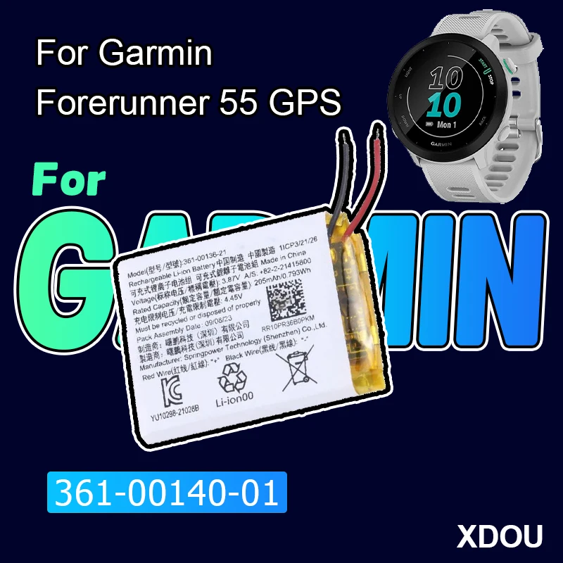 

Compatible Watch Battery For Garmin Forerunner 55 Forerunner 158 GPS Watch 361-00140-01 Replacement Batteries + Tools