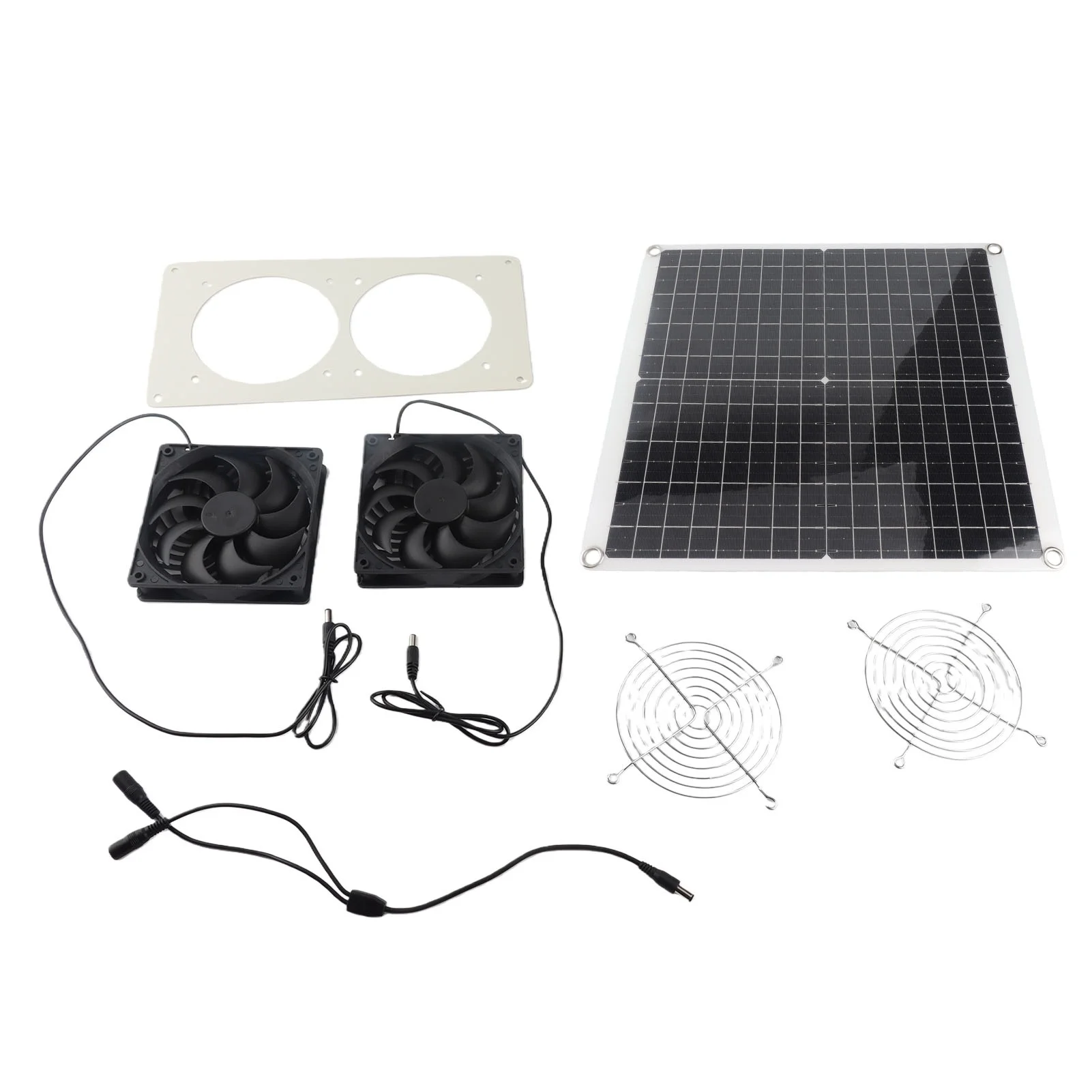 18V 25W Solar Panel Fan Kit Monocrystalline Waterproof 3500 RPM Solar Exhaust Fan Kit for Greenhouse Dog Homes RV