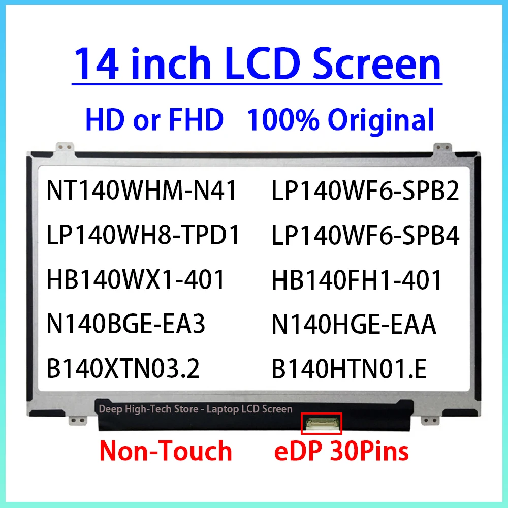 14 Inch Laptop LCD Screen For Lenovo ThinkPad E450 E450c E455 E460 E465 E470 E475 Display Matrix Panel Replacement eDP 30 Pins