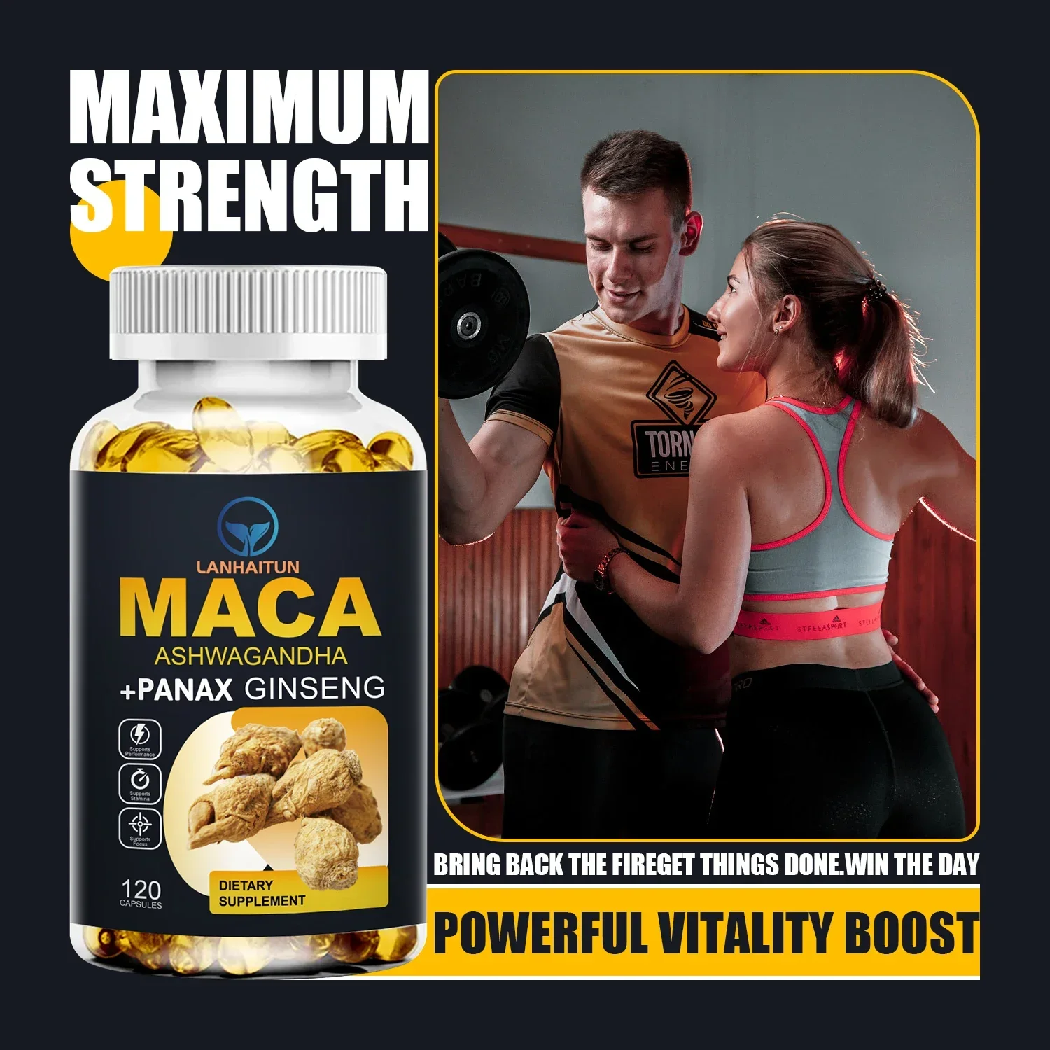 LANHAITUN Best Long Lasting Erection Capsules Maca Root Capsules Korean Ginseng Black+Red+Yellow Maca Root, Potent Highly Pure