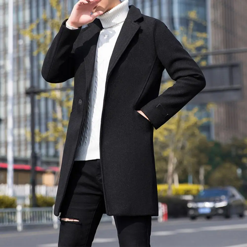 

Casual Coat Male Thick Slim Windbreaker Coat Lapel Autumn Winter Men Jacket for Party