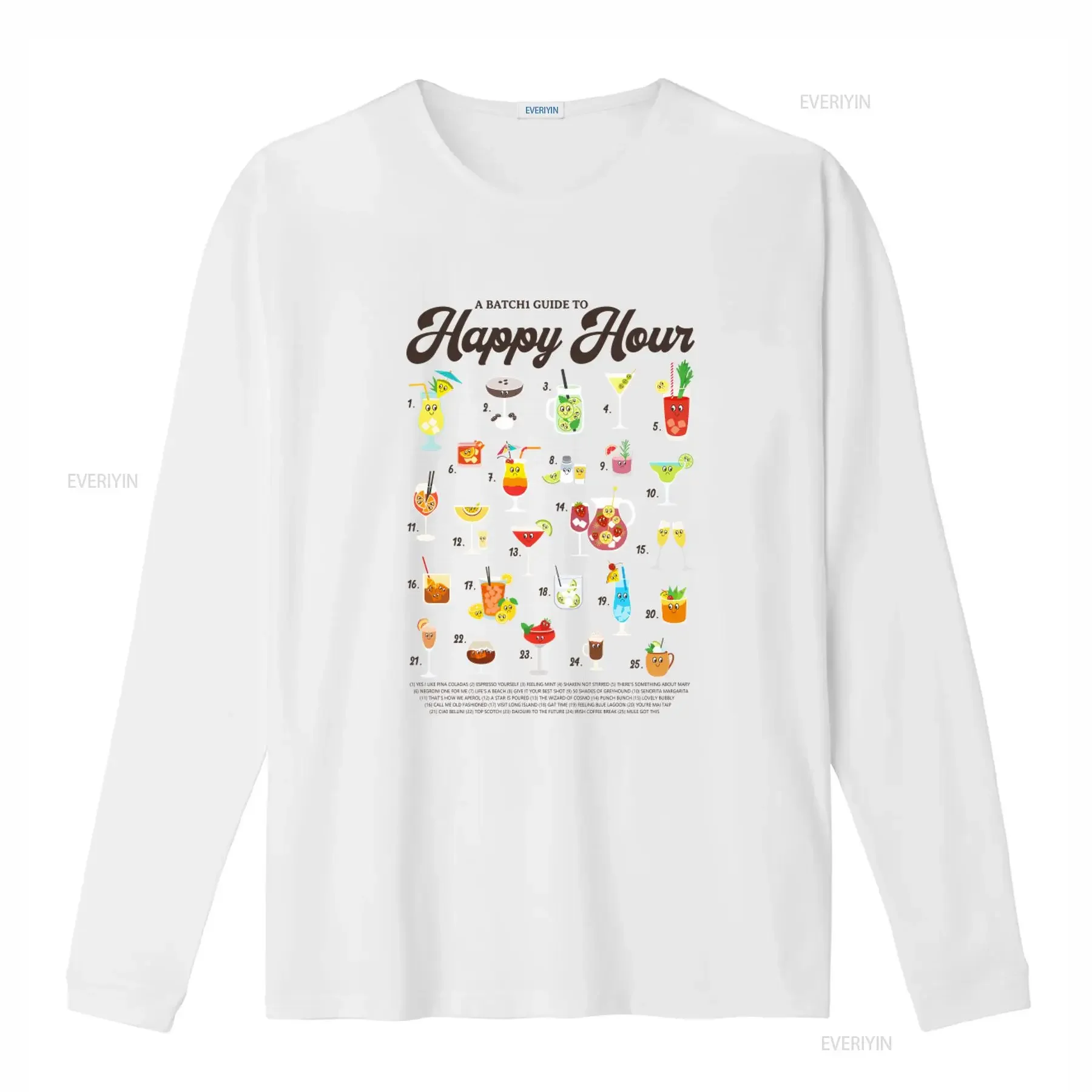 Happy Hour Women's Cocktail Guide T Shirt Fun Drinks Design Perfect for Party Lovers vintage Washed Versatile graphic