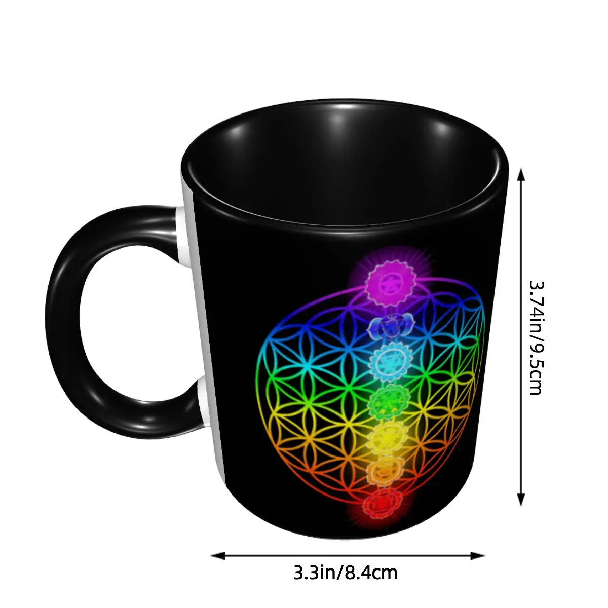 Chakra Zen Theme Mugs Customized Colorful Flower Of Life Ceramic Coffee Mug Cup Creative Present
