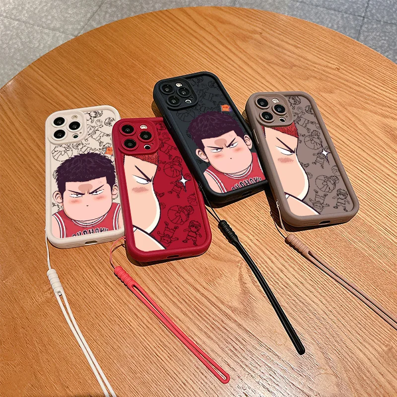 SLAM DUNK Sakuragi Hanamichi Phone Case For iPhone 16 15 14 13 12 mini 11 8 7 Pro Max Plus Cover Eyes Ladder Rope Soft Silicone