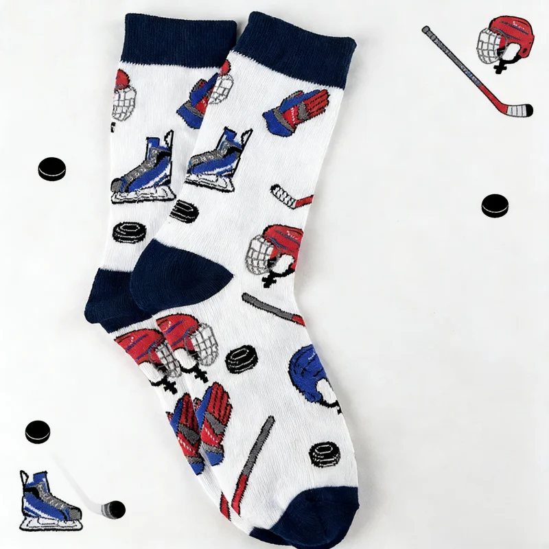 1 Paar Mid-Calf-Socken für Eishockey-Liebhaber, stilvolle bedruckte Sportsocken, Geschenk für Ihn
