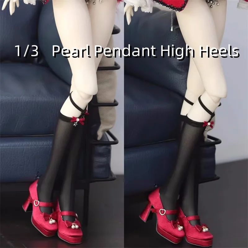 

Pearl Bow Minimalist Pearl Pendant Love Buckle 1/3 BJD Shoes In Stock Girl Square Head Red Blue Pink High Heels Doll Accessories