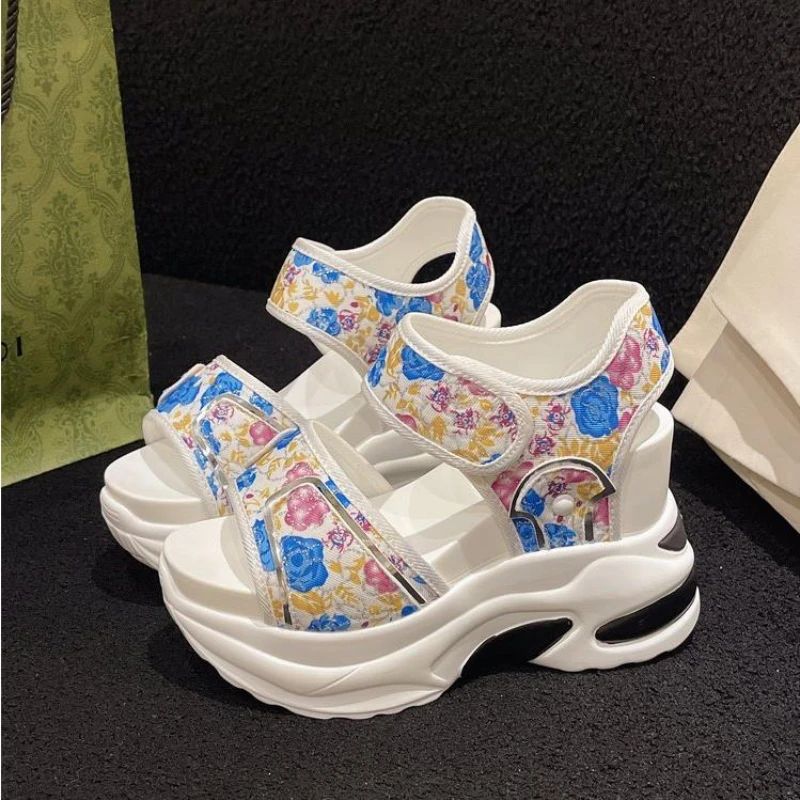 Platform Sandals Female 2024 Summer Fashion Peep-toe Shoes Character With High Heel Muffin Daddy Leisure Sports Sandals Female