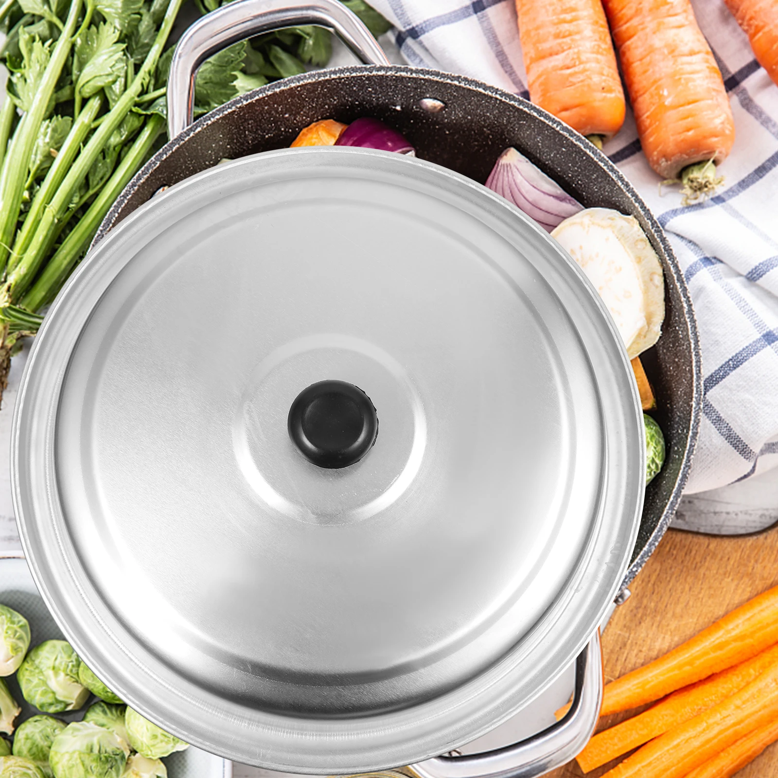 

Universal Aluminum Cover Replacement For Frying Pan Soup Stock Pot Easy Grip Handle Heat Resistant Multiple Sizes Round Dome Lid
