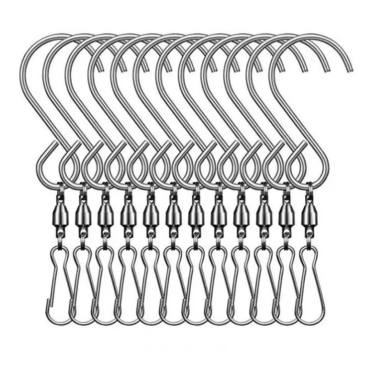 

500Pcs Spinning Swivel Clips Stainless Steel S-Shaped Hooks For Wind Chimes Wind Spinners Wall Hangers Rotatable SN4245